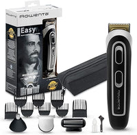 Rowenta multiaccesorios Trim & Style Easy 13 en 1 TN9140 Cuchillas autoafilables titanio para cabello y barba, afeitadora corporal, uso inalámbrico, autonomía de 120 min, resistentes al agua