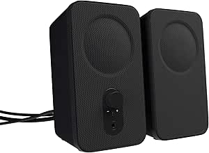 Amazon Basics Altavoces para ordenador de sobremesa o portátil, con alimentación por CA, versión para la UE, Negro, 2 Unidad