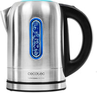 Cecotec Hervidor de Agua Eléctrico ThermoSense 290 Steel. 1,7 litros, Libre de BPA, 2200 W de Potencia, Base 360º, Filtro Antical Desmontable, Doble Sistema de Seguridad, Acero Inoxidable