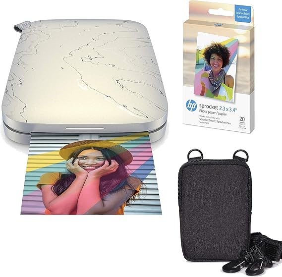 HP Sprocket Select Impresora fotográfica instantánea portátil de 2,3 x 3,4 Pulgadas (Blanco) Paquete de Viaje