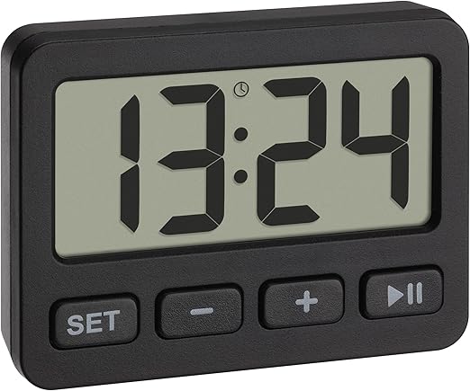 TFA Dostmann Minireloj Digital 60.2036.01 con Alarma, cronómetro, Temporizador, Ideal para Viajes Gracias a la Cerradura de Teclas, Reloj de Mesa, Reloj de Coche, Reloj de Cuarzo, pequeño y Compacto,