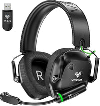 Thumbnail for WESEARY WG4 Cascos Gaming Inalambricos, Auriculares Gaming de 2.4G para PS5, PS4, PC, Switch, Mobile, Sonido Estéreo Auriculares con Microfono, Cascos con Luz LED, Duración 45Hr+