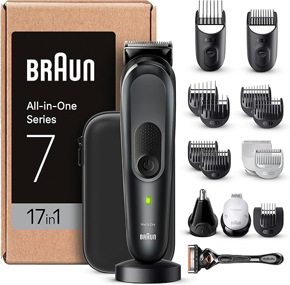 Braun Recortadora Todo En Uno Series 7 MGK7491, Kit 17 en 1 Para Barba, Pelo, Depilación Masculina Y Más