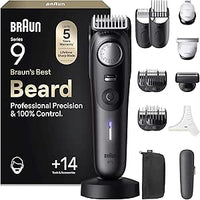 Braun Recortadora De Barba Series 9 BT9565, Barbero Recargable Resistente Al Agua, +14 Accesorios Para Barba, 180 Min De Autonomía, 52 Longitudes, Lámina Ultra Afilada, Titanio