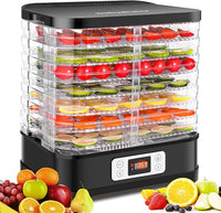 Deshidratador de acero inoxidable 400 W, deshidratador para frutas, carne y hierbas, incluye 8 capas de secado, láminas de deshidratación, deshidratador con regulador de temperatura de 35 – 70 °C
