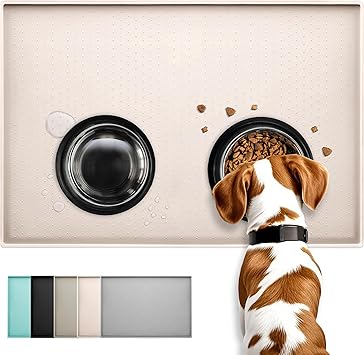 Conlun Alfombra Alimentación para Perros,Silicona Alfombrilla para Comedero, Diseño Antideslizante,Borde Elevado para Evitar Que Se derrame Agua o Alimentos, Apto para Lavavajillas, Fácil de Limpiar