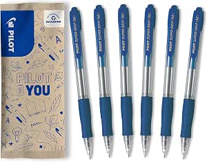PILOT - 6 Super Grip - Bolígrafo Retráctil y Recargable - Azul
