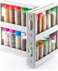 InnovaGoods - Organizador de Especias Deslizante y Pivotante Rispick, Capacidad para 20 Botes, Diseño Ergonómico, Multiusos y Adaptable, Estantes Deslizantes con Rotación 90°, 1 Unidad, Polipropileno