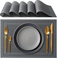 IPEA Tovagliette Americane Eleganti 45 x 30 cm per Cena, Pranzo, Colazione - 6 Unità - Tovaglietta Lavabile, Resistente al Calore, Antiscivolo, Antimacchia per Tavolo della Cucina e Sala - Grigio