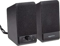 Amazon Basics Altavoces para ordenador de sobremesa o portátil con cable USB, Negro, 13.4 cm