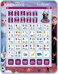 Lexibook JCPAD002FZi5 Frozen Educativo Bilingüe Interactivo Tableta, Juguete para Aprender Letras Números Palabras Ortografía y Música Idiomas Inglés/Italiano, Azul