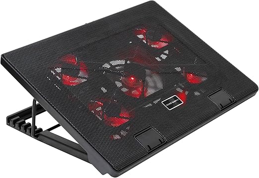 Mars Gaming MNBC2, Base PC, 5 Ventiladores, LED Roja, 2 x USB 2.0, 17.35", Negro
