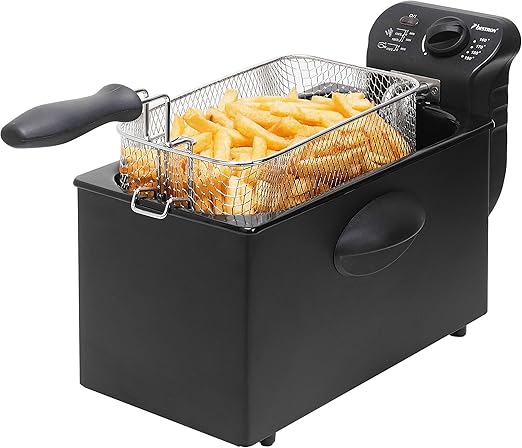 Bestron Freidora de aceite, freidora con tecnología de zona fría, 3,5 litros litros de capacidad, con control de temperatura, parcialmente apta para lavavajillas, 2000 vatios, color: negro