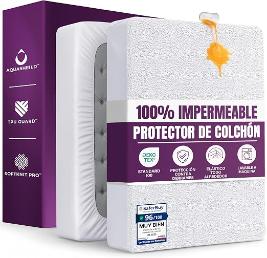 Protector de Colchón Impermeable 140x200 cm, hasta 30 cm