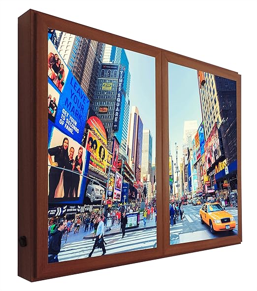 CCRETROILUMINADOS York Cuadros Decorativos Ventanas Falsas con luz, Metacrilato, Nogal, 100 X 80 X 6.5