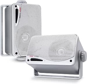 Pyle Aussenlautsprecher 3.5" Silber – 200W Wandlautsprecher wetterfest für Außenbereich Marinegeeignet Indoor & Outdoor Kompakte Bauweise Ideal für Terrasse Garten Boot
