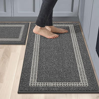 COSY HOMEER Alfombras de cocina 2 piezas, alfombra de cocina lavable antideslizante, alfombrillas de cocina, alfombra de cocina lavable a máquina para la cocina (50 x 75 cm + 50 x 120 cm, Negro
