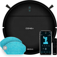 Cecotec Robot Aspirador con Navegación Giroscópica Conga 999 Map X-Treme. Motor de Succión 2000Pa, 2 Cepillos Laterales, 2 Mopas de Fregado, Autonomía 120 mins, Control con App y Mando