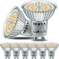 DEIFUA GU10 Bombilla LED Blanca Cálida 3000K 895 Lúmenes 6W Equivalente 100W Halógena, Caja de 6 unidades, AC 230V Sin Parpadeo Foco PAR16, Lámpara Reflectora Haz Ancho de 120°, No Regulable