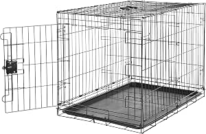 Amazon Basics Jaula para Perro de Alambre metálico, Duradero,Plegable con Bandeja, Puerta única,91 x 58 x 64 cm (L x An x Al), Negro