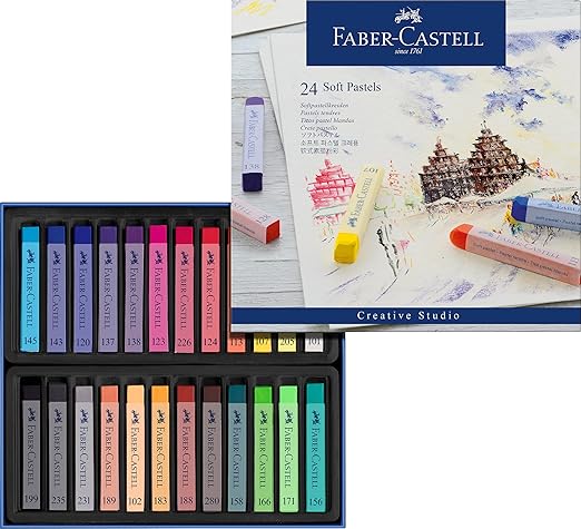 FABER-CASTELL 128324 - Tizas pastel blandas STUDIO QUALITY, 24 tizas pastel