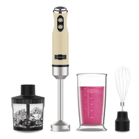 Cecotec Batidora de Mano Power RetroYellow 1200MAX Cream&Crush. Potencia Máxima 1200 W, Tecnología CrossBlades, 2 Velocidades, Set Accesorios aptos Lavavajillas, Campana antisalpicaduras