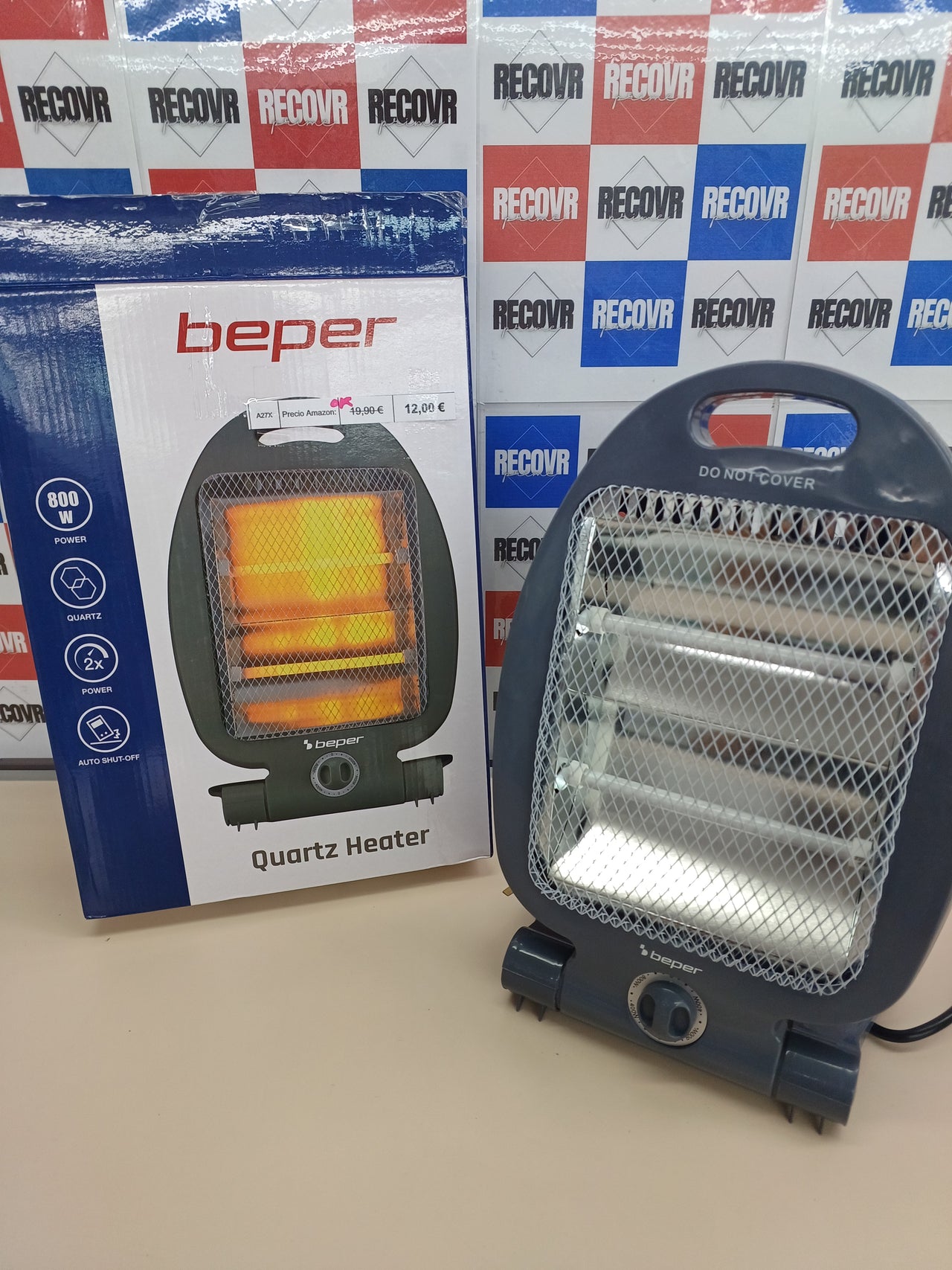 Estufa cuarzo, 400/800W, Calentamiento rápido, 2 niveles de potencia, 2 resistencias, Función ecológica, Apagado automático, BEPER P203PAN004.