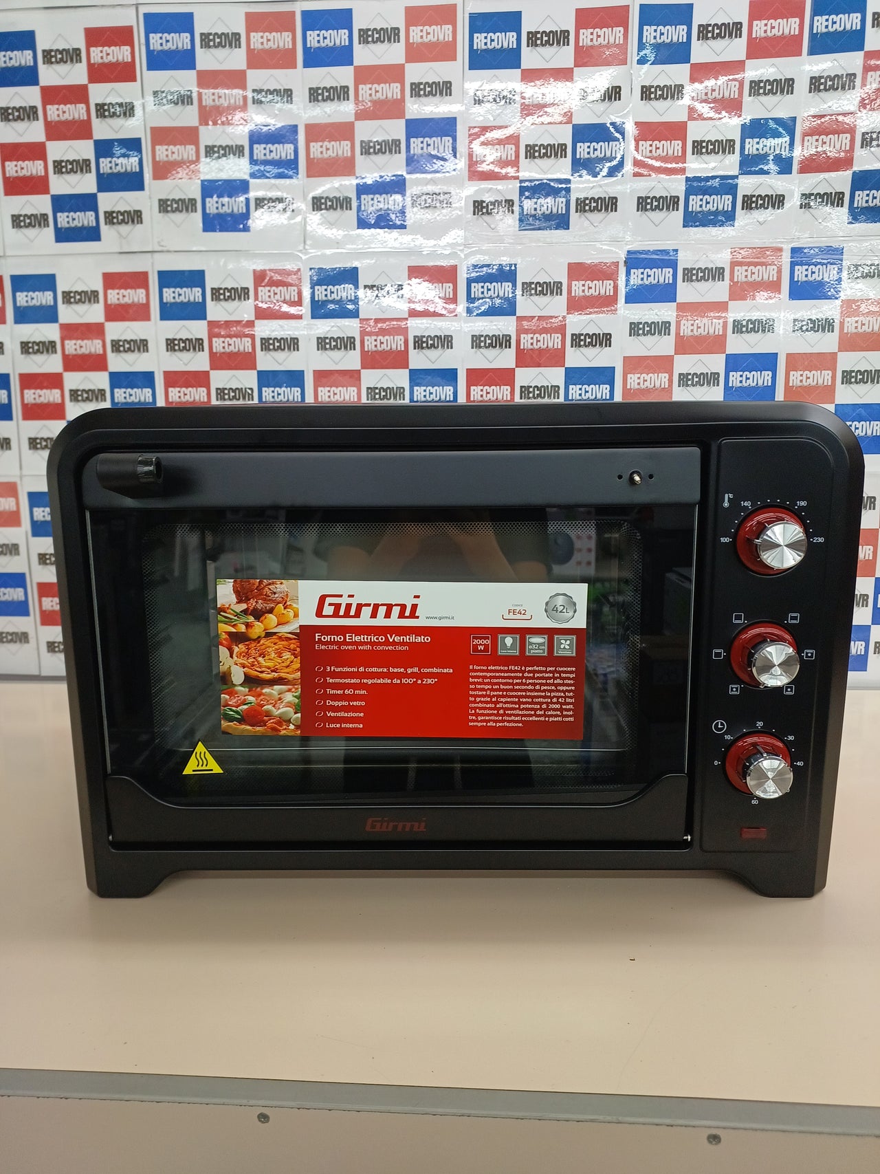 Horno eléctrico 2000 W acero inoxidable rojo Girmi