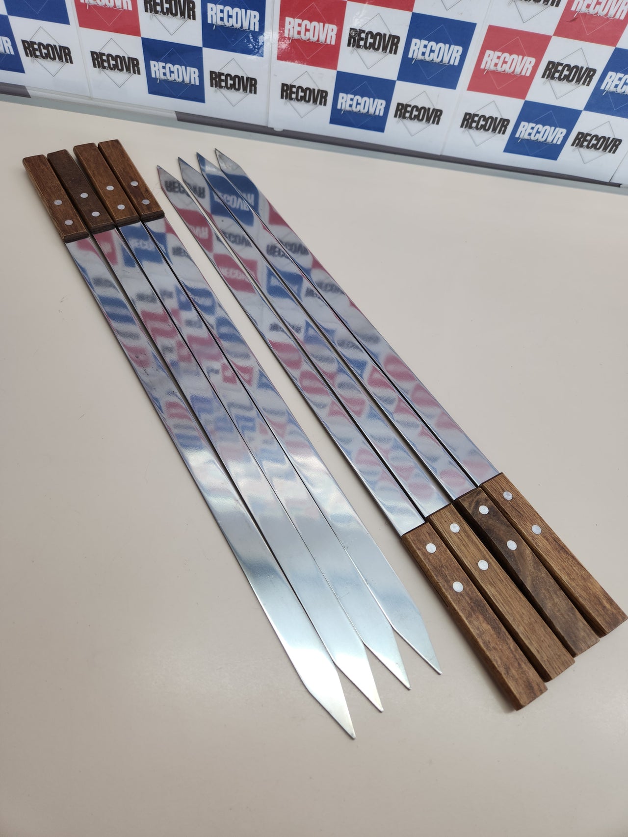 8 Piezas Brochetas Barbacoa Acero Inoxidable, 60cm