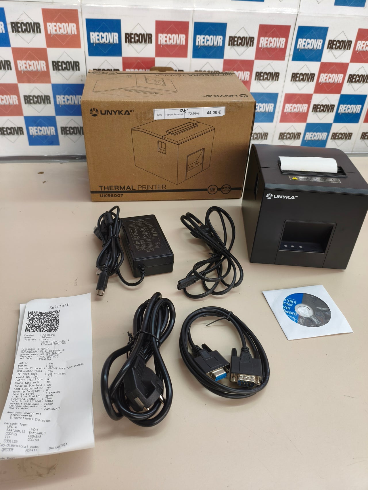 Unykach UK56007, impresora térmica TPV 80 mm, 260 mm/s