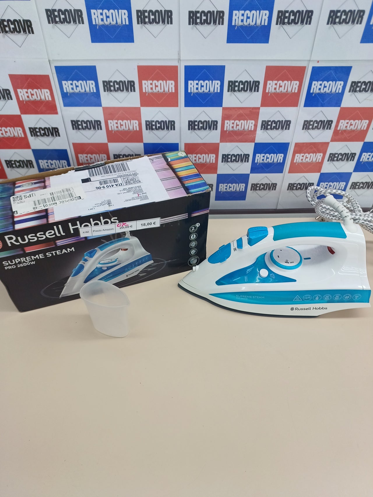 Plancha 2600W Cerámica  Russell Hobbs, Blanco/Azul.