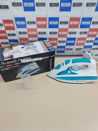 Plancha 2600W Cerámica  Russell Hobbs, Blanco/Azul.