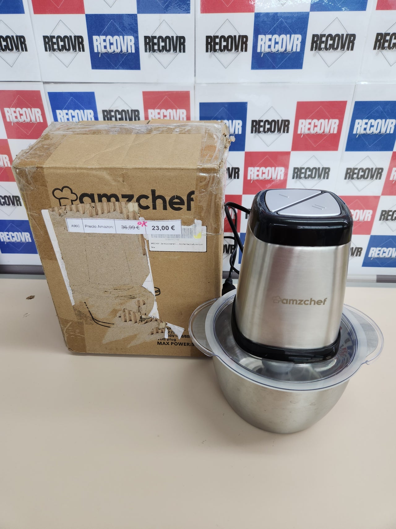 Picadora Eléctrica 500W, 1,5L AMZCHEF  Acero Inox