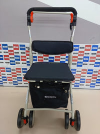 Thumbnail for Mobiclinic®, Andador Plegable, Carro de la Compra con Asiento, Coliseo, Monomando, Acero, Gran Cesta, Respaldo y Acolchado, Sistema Frenado, Ruedas 360º, Negro