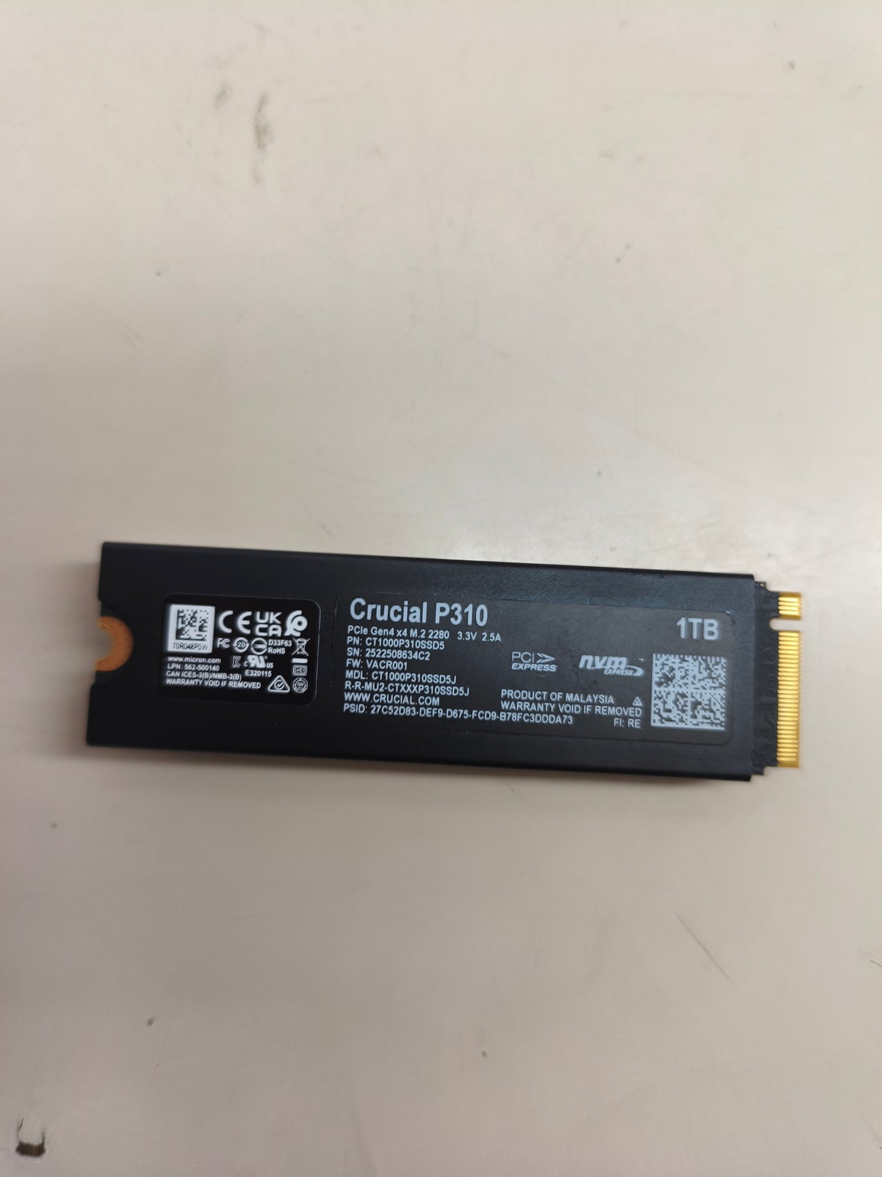 SSD Crucial P310 1 TB PCIe Gen4 para PS5