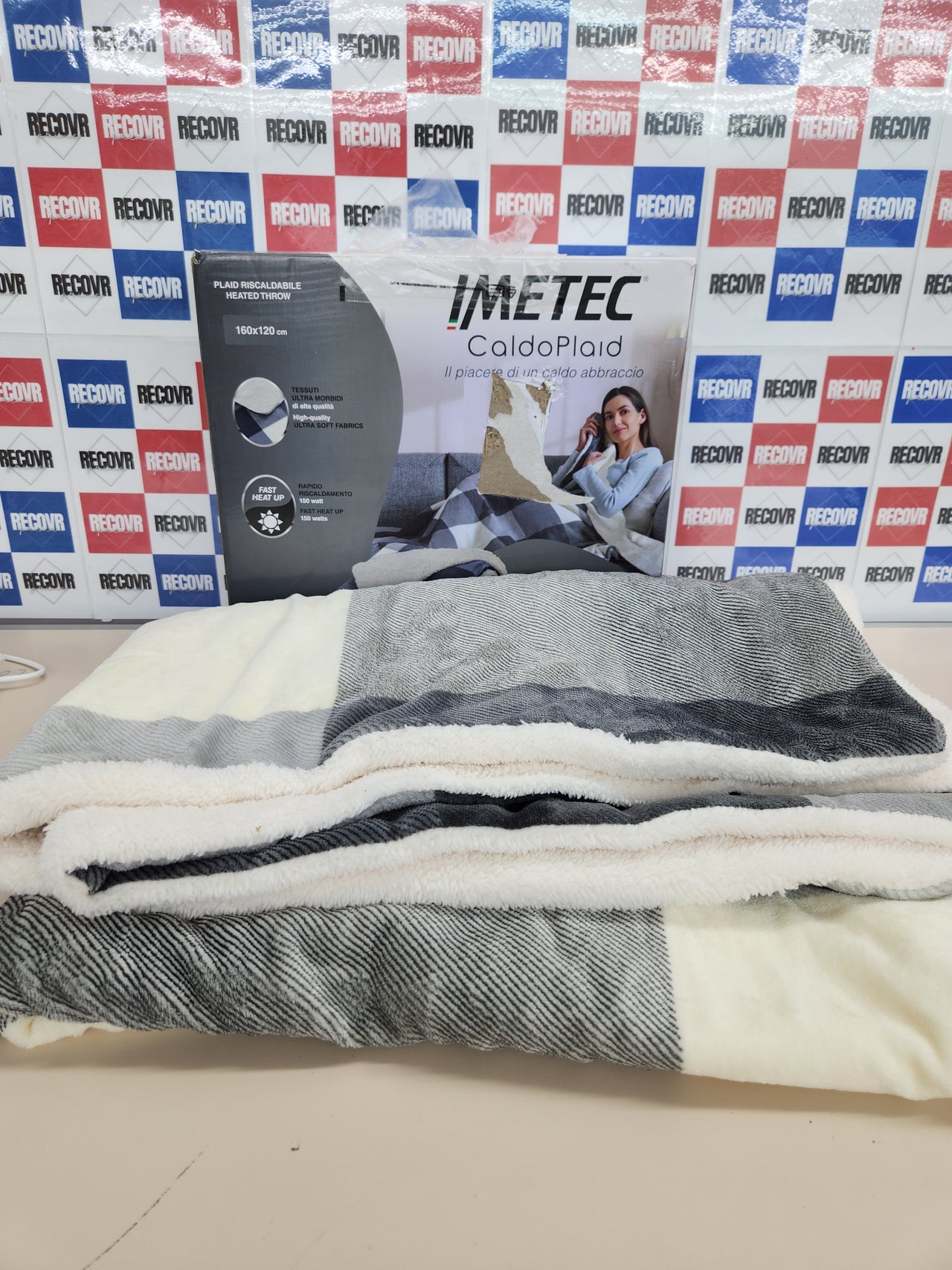 Imetec CaldoPlaid Tartan Grey, Manta Eléctrica Suave 160 x 120 cm, Bajo Consumo, Tecnología Adaptada, Dispositivo de Seguridad, Calefacción Rápida, 6 Temperaturas, Lavable