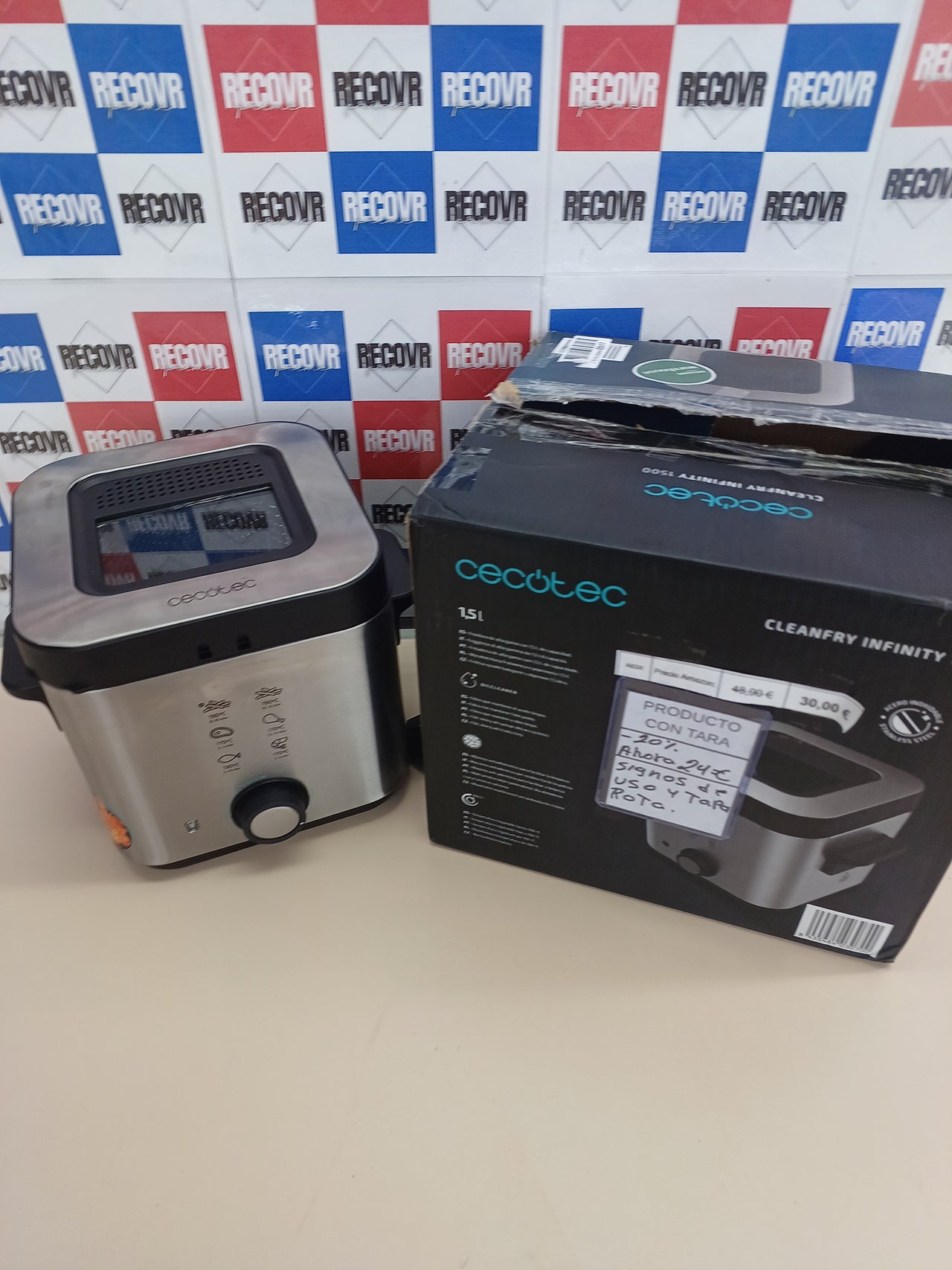 Freidora Eléctrica Cecotec CleanFry Infinity 1500 – 1,5 L, 900W, Filtro OilCleaner, Cubeta Antiadherente