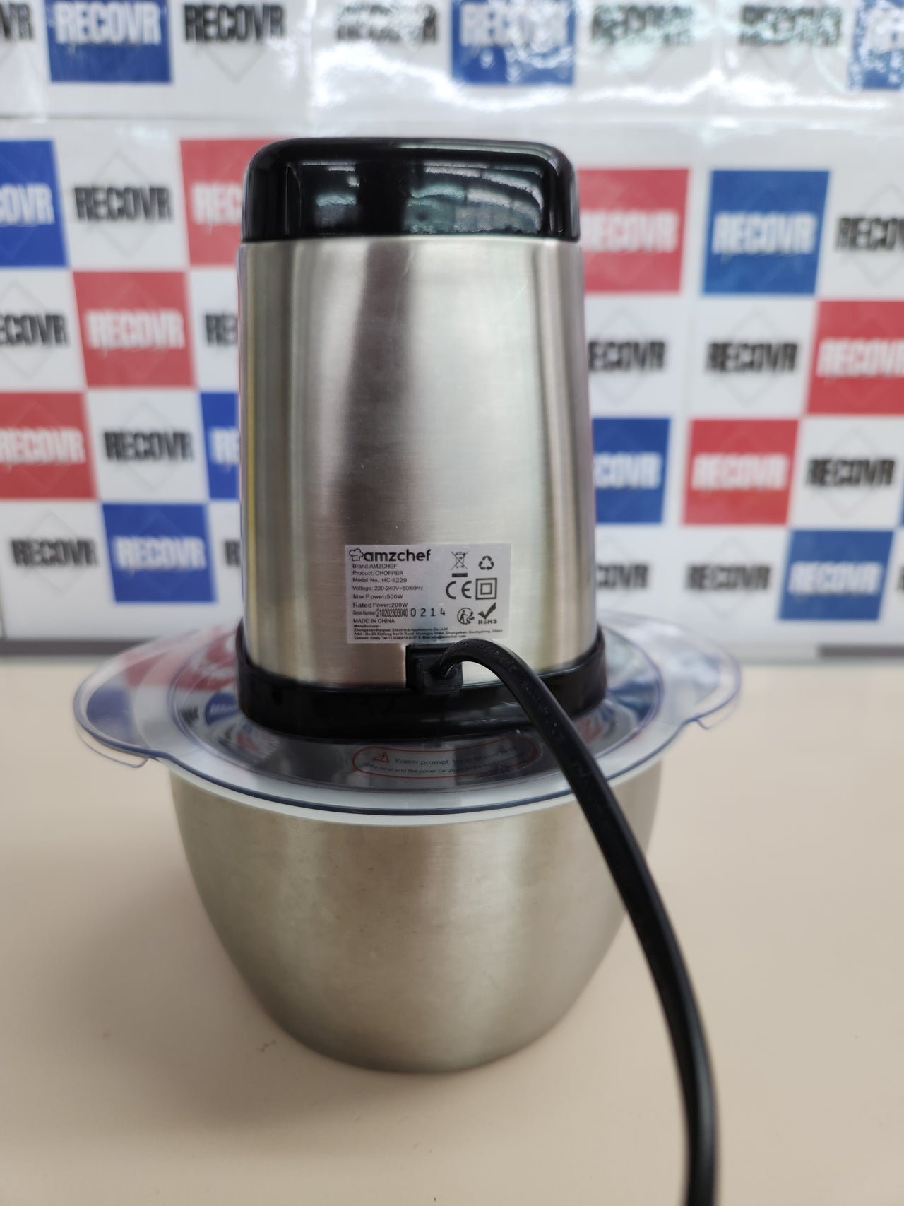 Picadora Eléctrica 500W, 1,5L AMZCHEF  Acero Inox