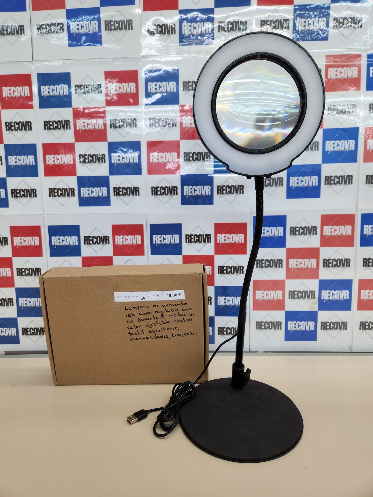 Lupa De Mesa con Luz, lámpara de aumento 5 modos