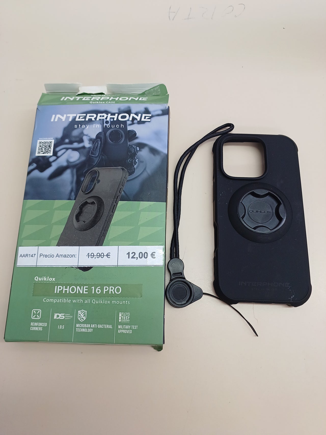 Funda iPhone 16 Pro para soporte moto Quiklox