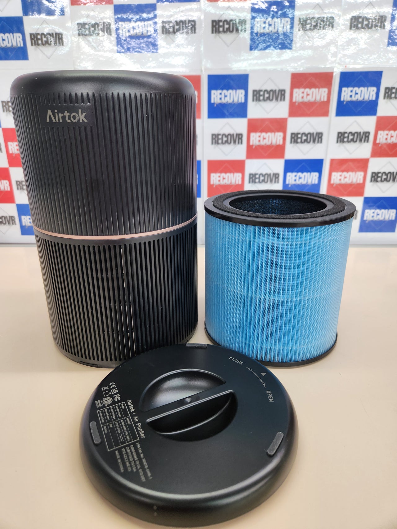 Purificador aire 3 niveles, 99.97% elimina el polvo, Para alergias al polen con Esponja Perfumada, Purificador de aire con filtro hepa, olor|3 Niveles de Velocidad|Luz de noche AIRTOK
