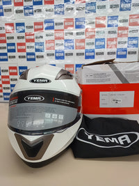 Casco Moto talla S (55 56 cm) Modular ECE Homologado - YEMA E13-0510253-WS  Casco de Moto Integral Scooter para Mujer Hombre Adultos con Doble Visera-Blanco-