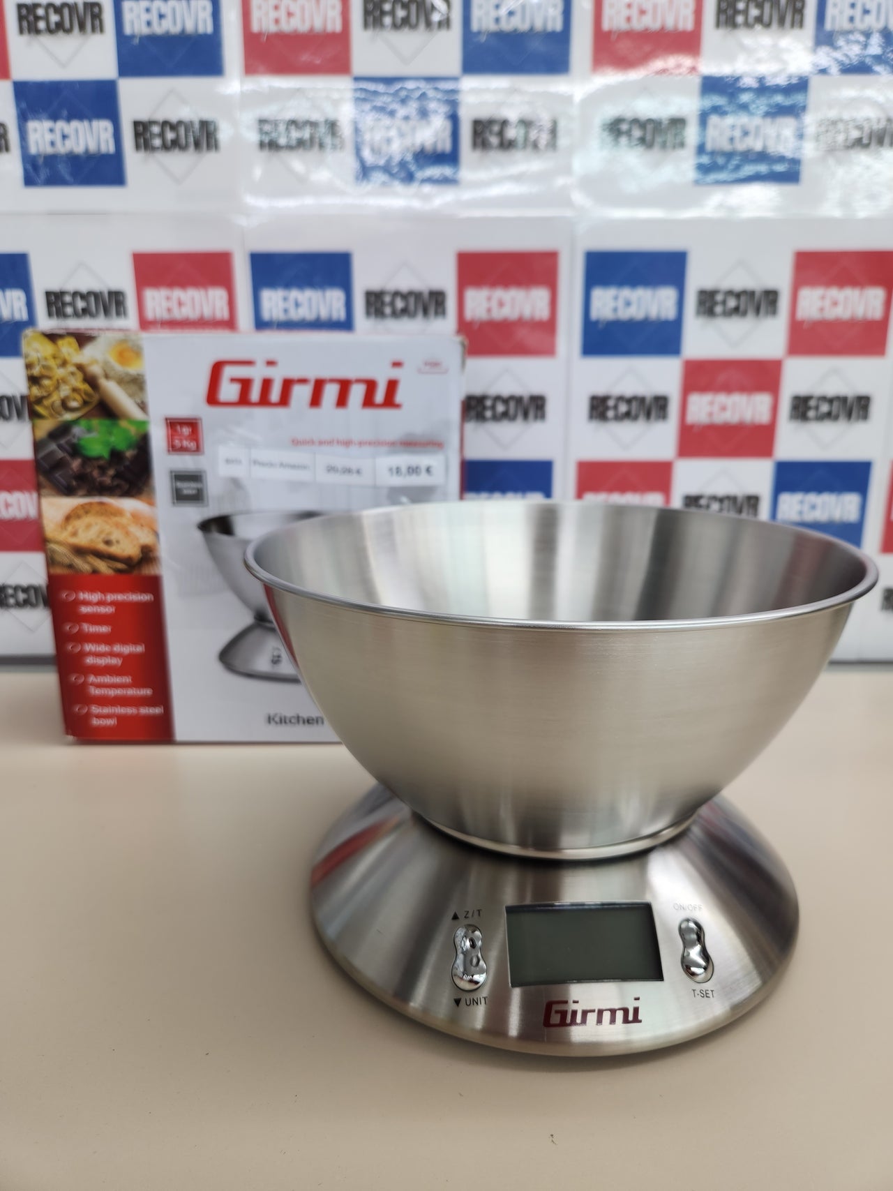 Báscula cocina 1gr -5Kg electrónica, cuenco de aceroGirmi PS85