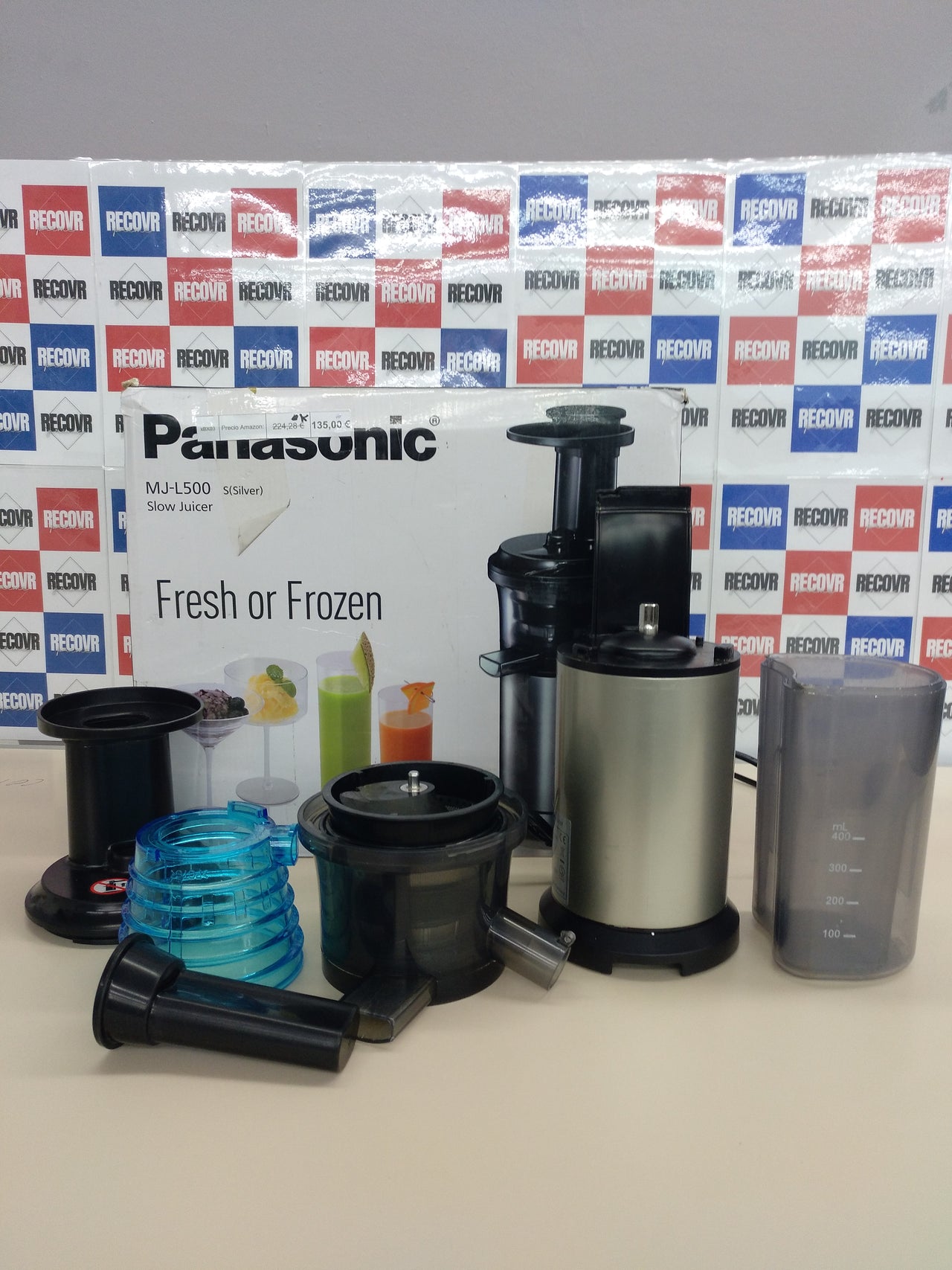 Panasonic MJ-L500 Exprimidor de velocidad lenta, 150 W, 1.3 litros, 2, Gris (Versión Importada)