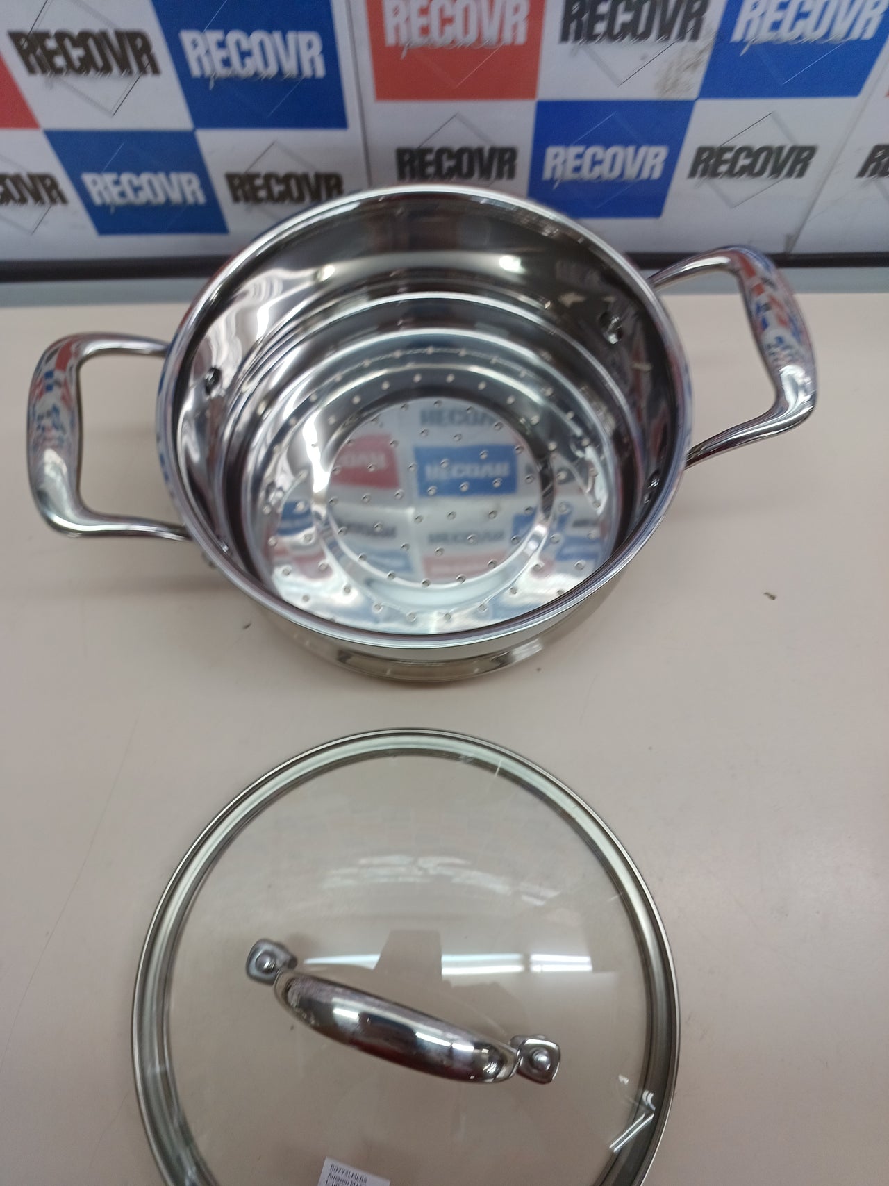 Batería cocina acero inox 15 piezas Amazon Basics
