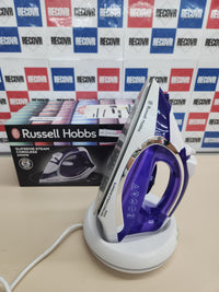 Plancha 2400W Sin Cable Supreme Steam Cordless, Suela de Cerámica, Plancha Inalámbrica, Golpe Vapor 135g, Antical, Antigoteo, Apagado Automático, Morado y Blanco - 23300-56 Russell Hobbs
