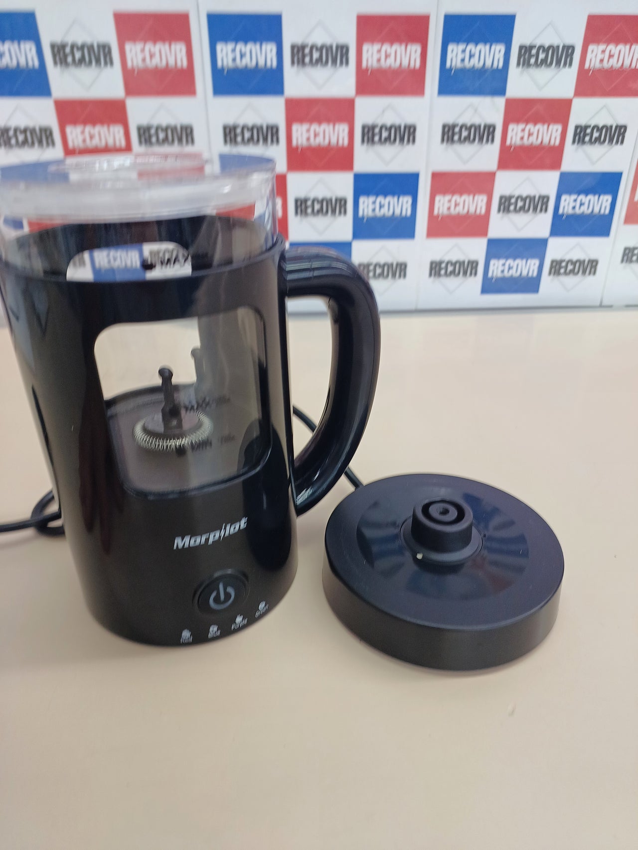 Espumador Leche Eléctrico 600 ml, Espumador Leche Automático  Inducción 4 en 1, Frío y Caliente, Diseño de Latte, Cristal Visual, Fácil de Limpiar, 550 W, 220-240 V, Negro Morpilot