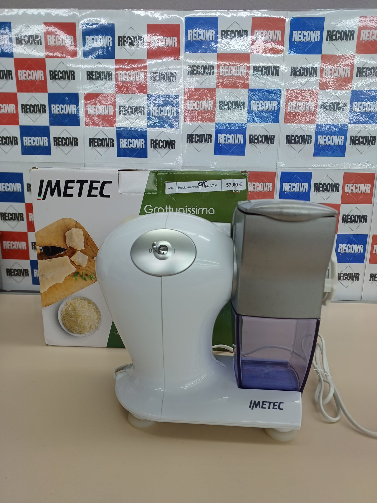 Imetec Grattugissima, Rallador Eléctrico, Rodillo De Acero Inoxidable, Tolva De Aluminio, Recipiente Extraíble Con Tapa Frescura, Sistema De Seguridad, 150 W