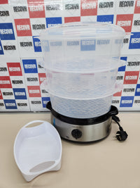 Thumbnail for Vaporera 800 W, 60 minutos temporizador, eléctrica Vapovita 3000 Inox, 3 recipientes Independientes, Cuenco para Preparar arroz, Soportes para cocer Huevos, 2 entradas Laterales de Agua, Gris,  Cecotec
