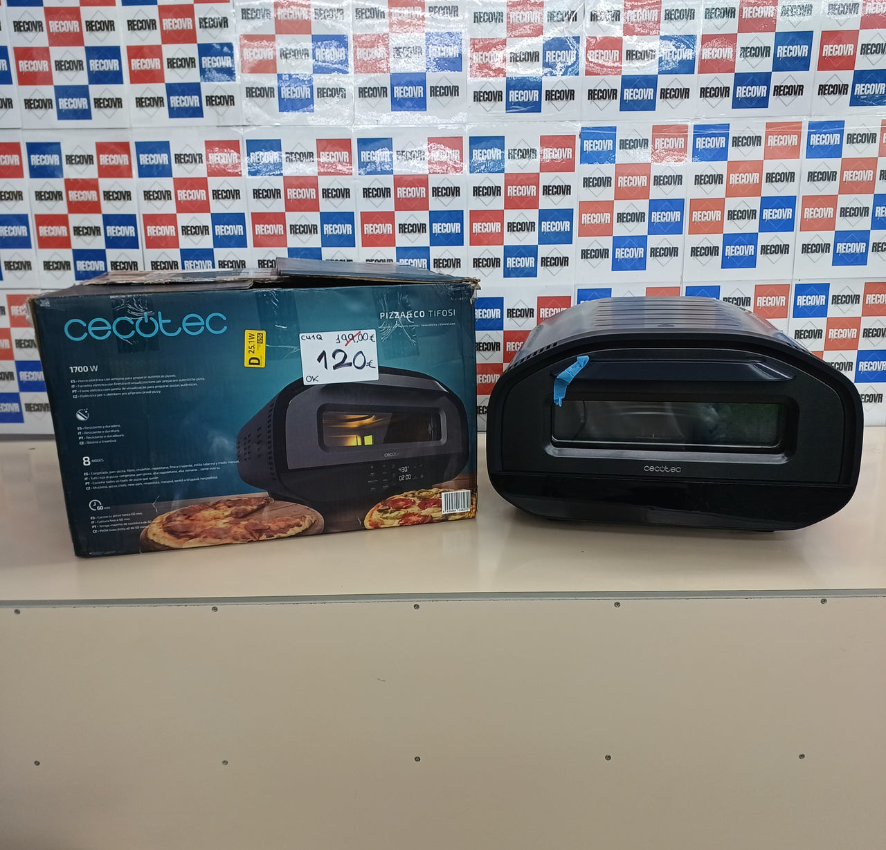 Horno eléctrico pizza 1700 W 12 L digital 8 funciones Cecotec